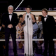 (L-R) Steve Martin, Selena Gomez, and Martin Short speak onstage during the 74th Primetime Emmys.